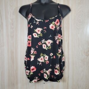 Eye Candy Black Floral Spaghetti Strap Tank Top Sz 2X